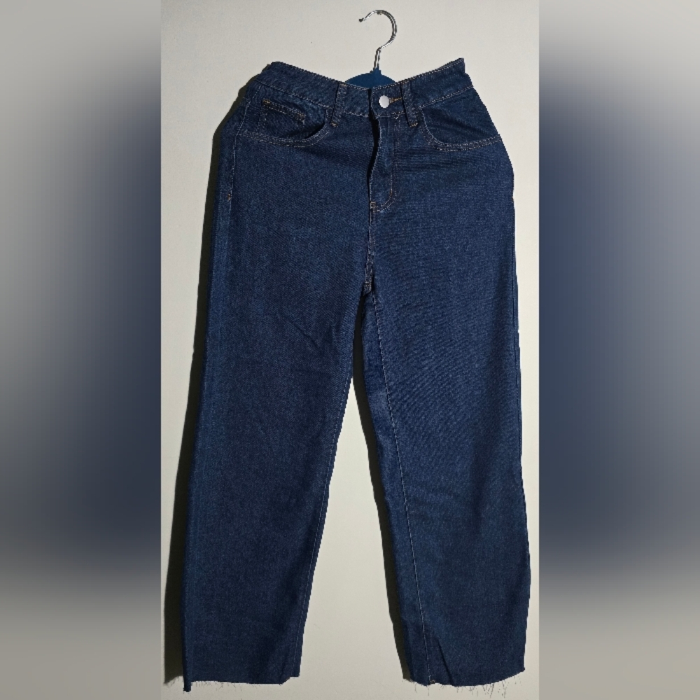 SHEIN Dark Blue Straight Leg Jeans